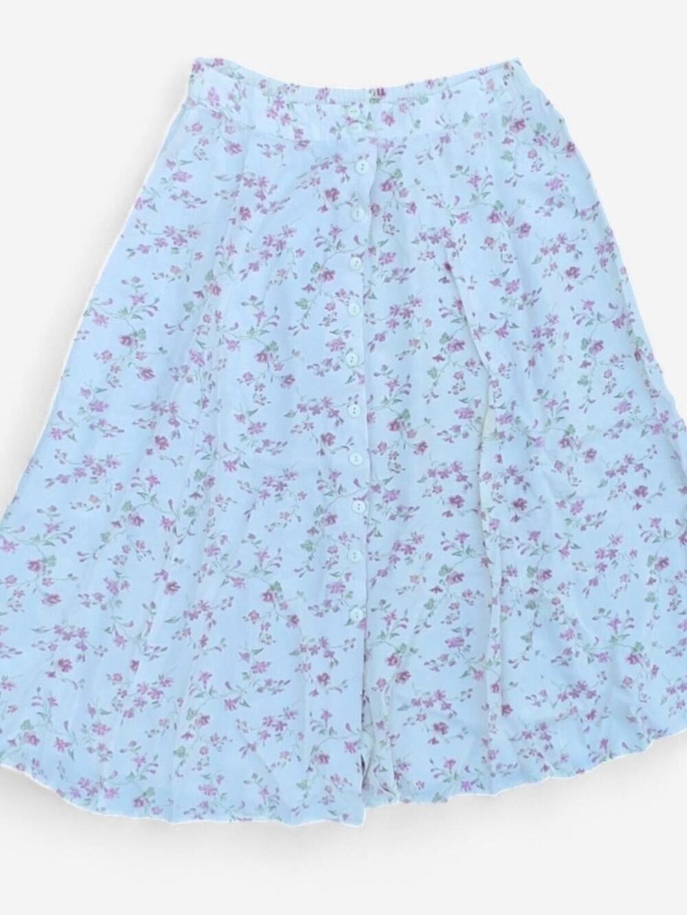 Joule Vintage Cottage Floral Button Up Midi Skirt